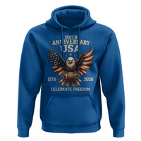 Patriotic Bald Eagle Football Hoodie America 250th Anniversary Gift