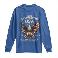 Patriotic Bald Eagle Football Long Sleeve Shirt America 250th Anniversary Gift