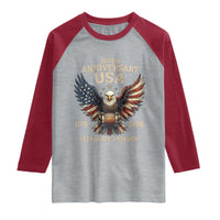 Patriotic Bald Eagle Football Raglan Shirt America 250th Anniversary Gift