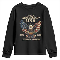 Patriotic Bald Eagle Football Youth Sweatshirt America 250th Anniversary Gift