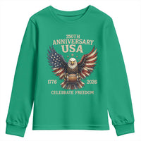 Patriotic Bald Eagle Football Youth Sweatshirt America 250th Anniversary Gift