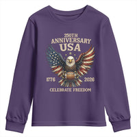 Patriotic Bald Eagle Football Youth Sweatshirt America 250th Anniversary Gift