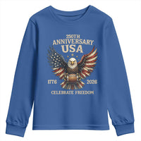 Patriotic Bald Eagle Football Youth Sweatshirt America 250th Anniversary Gift