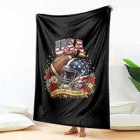 Patriotic Floral Baseball Throw Blanket USA 250th Anniversary Gift
