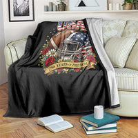 Patriotic Floral Baseball Throw Blanket USA 250th Anniversary Gift
