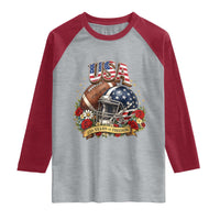 Patriotic Floral Baseball Raglan Shirt USA 250th Anniversary Gift