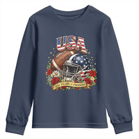 Patriotic Floral Baseball Youth Sweatshirt USA 250th Anniversary Gift