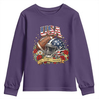 Patriotic Floral Baseball Youth Sweatshirt USA 250th Anniversary Gift