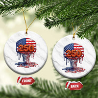 Patriotic Basketball Drip Ceramic Ornament USA 250th Anniversary Gift