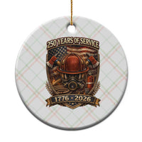 Patriotic Firefighter 250 Years Of Service USA Anniversary Gift Ceramic Ornament