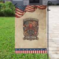 Firefighter 250 Years Of Service USA Anniversary Gift Patriotic Garden Flag