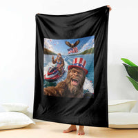 Patriotic Bigfoot Squad Chill Summer Vacation Graphic Throw Blanket