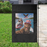 Patriotic Bigfoot Squad Chill Summer Vacation Graphic Garden Flag