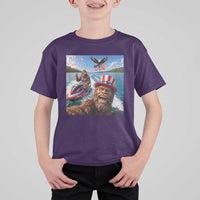 Patriotic Bigfoot Squad Chill Summer Vacation Graphic T Shirt For Kid