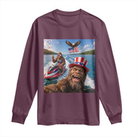 Patriotic Bigfoot Squad Chill Summer Vacation Graphic Long Sleeve Shirt
