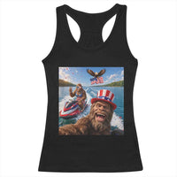Patriotic Bigfoot Squad Chill Summer Vacation Graphic Racerback Tank Top