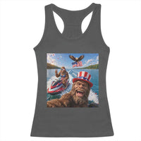 Patriotic Bigfoot Squad Chill Summer Vacation Graphic Racerback Tank Top