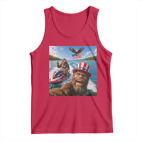 Patriotic Bigfoot Squad Chill Summer Vacation Graphic Tank Top