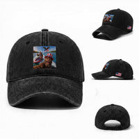 Patriotic Bigfoot Squad Chill Summer Vacation Graphic Washed Cotton Baseball Cap