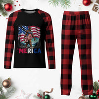 Funny Patriotic Sexy Bigfoot Plaid Pajama Set Merica USA 250th Anniversary