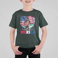Funny Patriotic Sexy Bigfoot T Shirt For Kid Merica USA 250th Anniversary