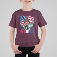 Funny Patriotic Sexy Bigfoot T Shirt For Kid Merica USA 250th Anniversary