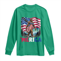 Funny Patriotic Sexy Bigfoot Long Sleeve Shirt Merica USA 250th Anniversary