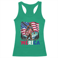 Funny Patriotic Sexy Bigfoot Racerback Tank Top Merica USA 250th Anniversary