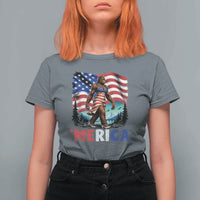 Funny Patriotic Sexy Bigfoot T Shirt For Women Merica USA 250th Anniversary