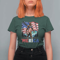 Funny Patriotic Sexy Bigfoot T Shirt For Women Merica USA 250th Anniversary