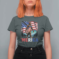 Funny Patriotic Sexy Bigfoot T Shirt For Women Merica USA 250th Anniversary