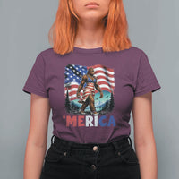 Funny Patriotic Sexy Bigfoot T Shirt For Women Merica USA 250th Anniversary