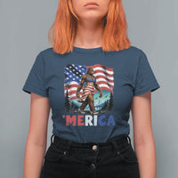 Funny Patriotic Sexy Bigfoot T Shirt For Women Merica USA 250th Anniversary