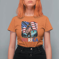 Funny Patriotic Sexy Bigfoot T Shirt For Women Merica USA 250th Anniversary