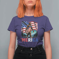 Funny Patriotic Sexy Bigfoot T Shirt For Women Merica USA 250th Anniversary