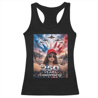 Funny Doll Face Meme 4th Of July Racerback Tank Top USA Freedom Jet Fighter Graphic