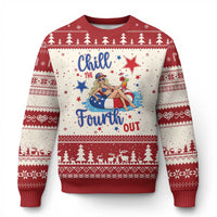 Funny Doll Face Meme 4th Of July Ugly Christmas Sweater Chill The Fourth Out