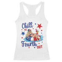 Funny Doll Face Meme 4th Of July Racerback Tank Top Chill The Fourth Out