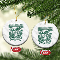 Vintage Summer Christmas Bigfoot Couple Ceramic Ornament Tropical Xmas Graphic