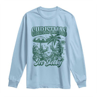 Vintage Summer Christmas Bigfoot Couple Long Sleeve Shirt Tropical Xmas Graphic