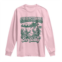 Vintage Summer Christmas Bigfoot Couple Long Sleeve Shirt Tropical Xmas Graphic