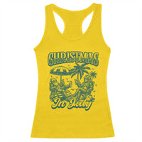 Vintage Summer Christmas Bigfoot Couple Racerback Tank Top Tropical Xmas Graphic