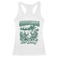 Vintage Summer Christmas Bigfoot Couple Racerback Tank Top Tropical Xmas Graphic