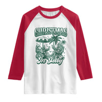 Vintage Summer Christmas Bigfoot Couple Raglan Shirt Tropical Xmas Graphic