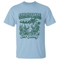 Vintage Summer Christmas Bigfoot Couple T Shirt Tropical Xmas Graphic