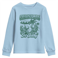Vintage Summer Christmas Bigfoot Couple Youth Sweatshirt Tropical Xmas Graphic