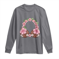 Hibiscus Flower Coconut Bra Long Sleeve Shirt Tropical Summer Graphic