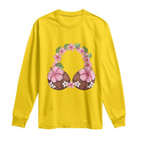 Hibiscus Flower Coconut Bra Long Sleeve Shirt Tropical Summer Graphic