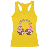 Hibiscus Flower Coconut Bra Racerback Tank Top Tropical Summer Graphic