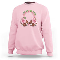 Hibiscus Flower Coconut Bra Sweatshirt Tropical Summer Graphic